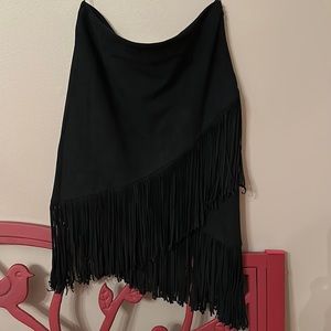 Dolce Vita Black Suede Fringe Mini Skirt